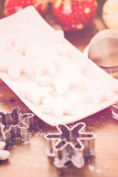 Marshmallows in shapes of snowflakes — Stock Photo, Image