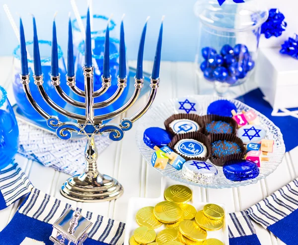 Table set  for Hanukkah — Stock Photo