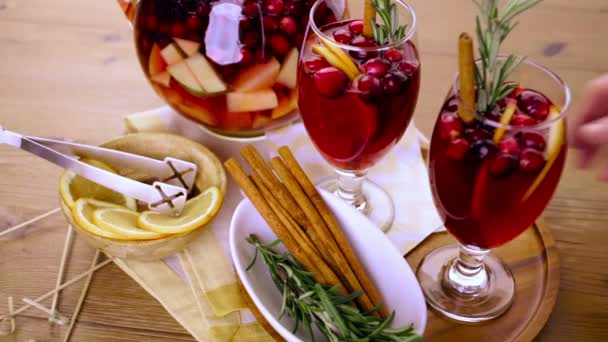 Dovolená brusinkovou sangria — Stock video