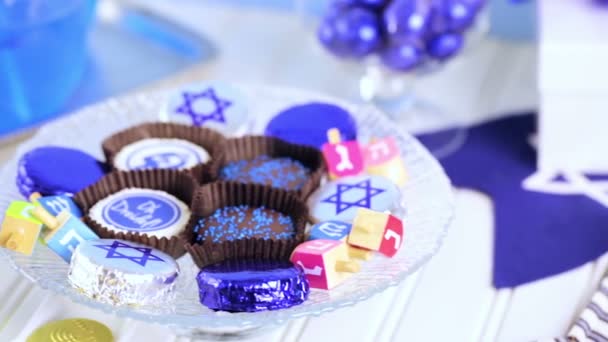 Conjunto de mesa para Hanukkah — Vídeos de Stock