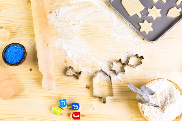 Baking sugar cookies for Hanukkah — Stock Photo, Image