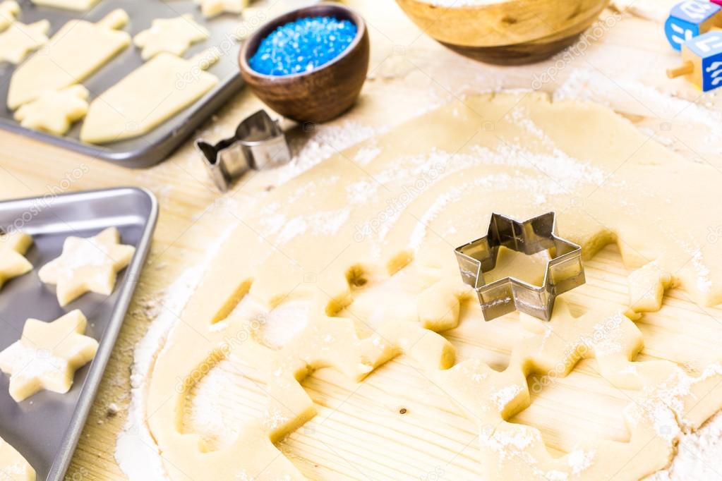 Baking sugar cookies for Hanukkah