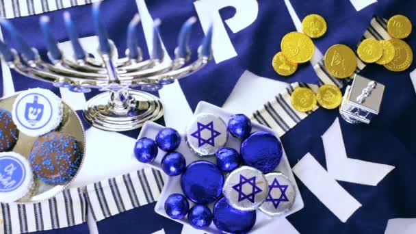 Πολύχρωμο Hanukkah ντρέιντελ — Αρχείο Βίντεο