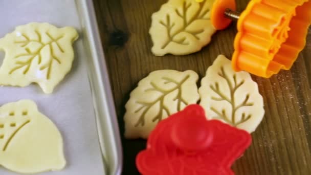 Pumpkin pie cookie stamper — Stock Video