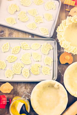 Sonbahar kesmek yapraklar, kabak pasta