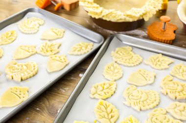 Sonbahar kesmek yapraklar, kabak pasta