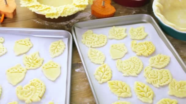 Pumpkin pie cookie stamper — Stock Video