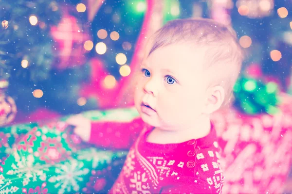 Bonito bebê menina no Christmass — Fotografia de Stock