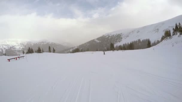 Vinter dag, alpin skidåkning — Stockvideo