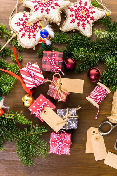 Christmas presents in small boxes — Stock Photo, Image