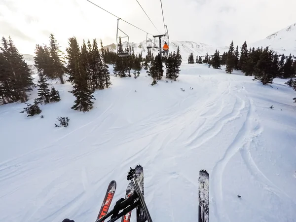 Vinter dag, alpin skidåkning — Stockfoto