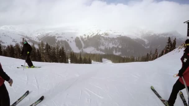 Día de invierno, esquí alpino — Vídeos de Stock