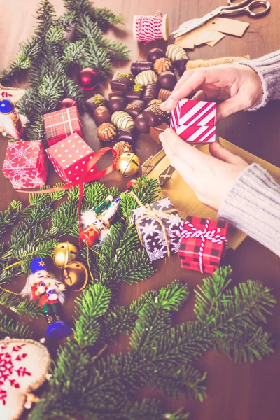 Christmas presents in small boxes — Stock Photo, Image