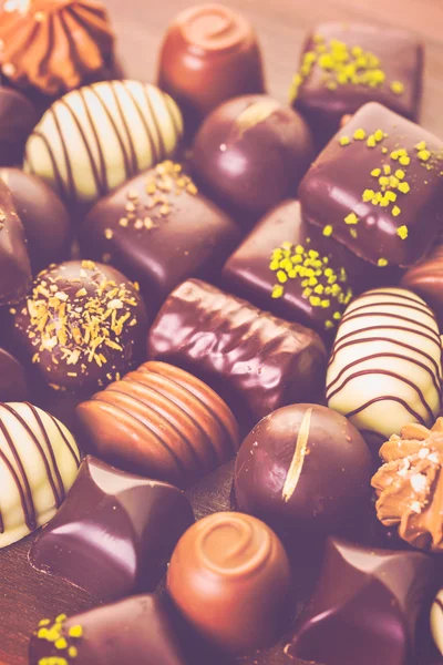 Chocolates gourmet variados — Fotografia de Stock