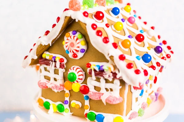 Gingerbread House with white royal icing — Stock Photo, Image