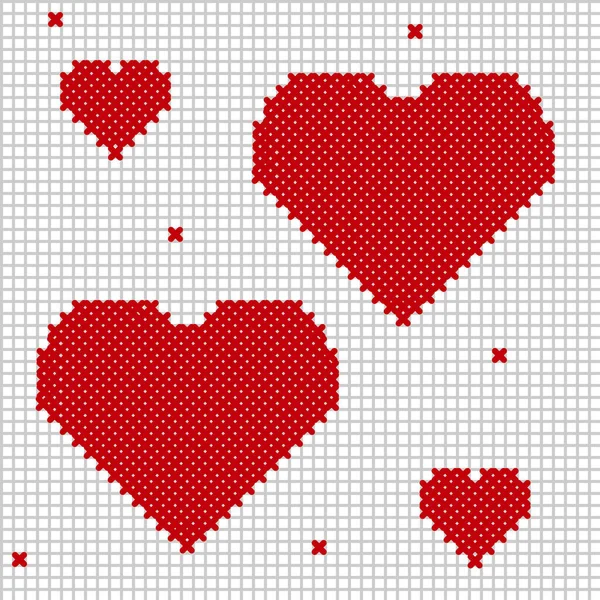 Illustration vectorielle d'un cœur. L'image du cœur sous forme de broderie. Un symbole d'amour et de loyauté — Image vectorielle