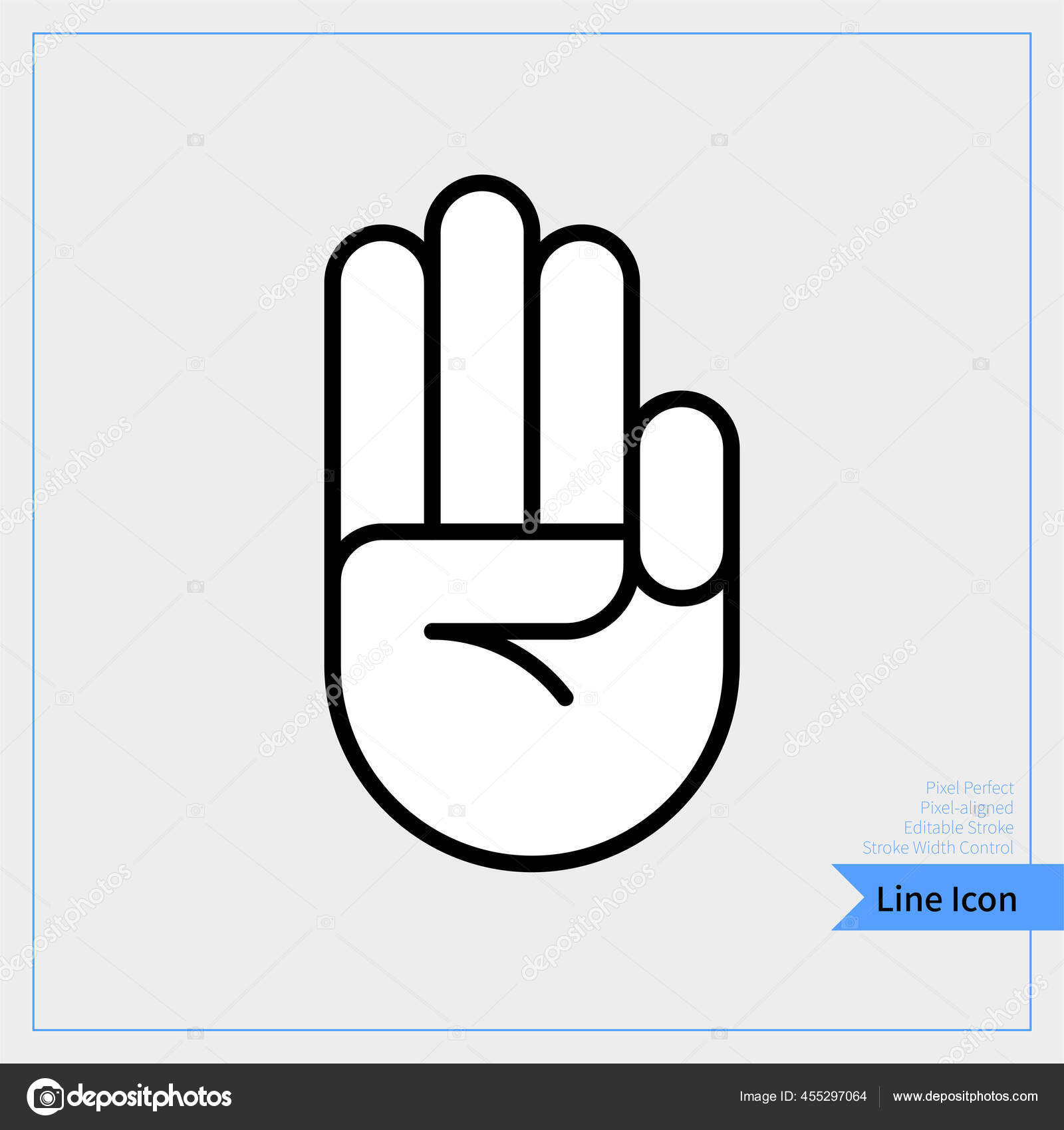 手のアイコン 手の手のひら 3本の指を保持 ストックベクター C Redstone