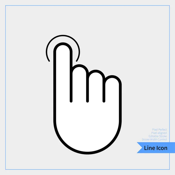 Cliquez Sur Icône Tends Doigt Icône Ligne Mince Professionnel Pixel — Image vectorielle