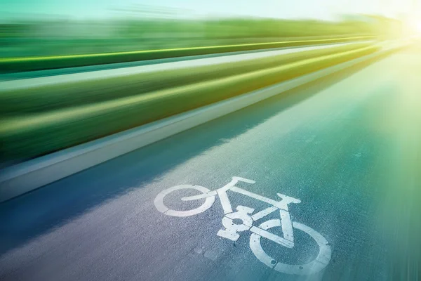 Señal de bicicleta en la carretera en el parque público —  Fotos de Stock