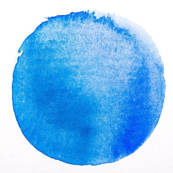 Arte aquarela azul círculo tinta mancha isolada no branco áspero t — Fotografia de Stock