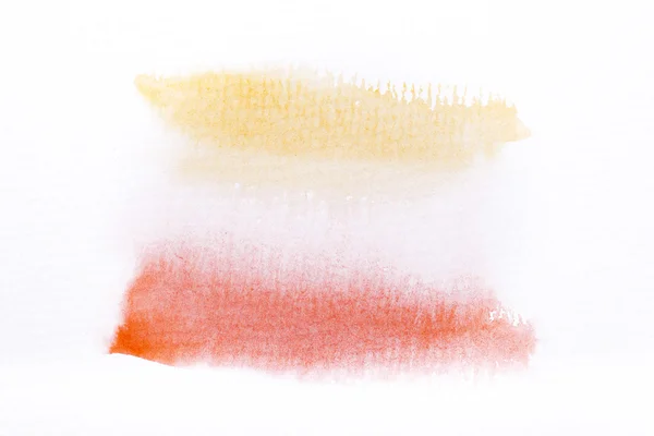 Orange watercolor brush strokes on white rough texture paper  wi — Stock Photo, Image