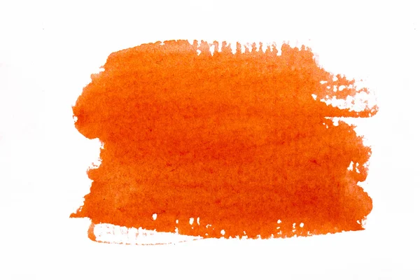 Orange Aquarell Pinselstriche auf weißem grobem Texturpapier — Stockfoto