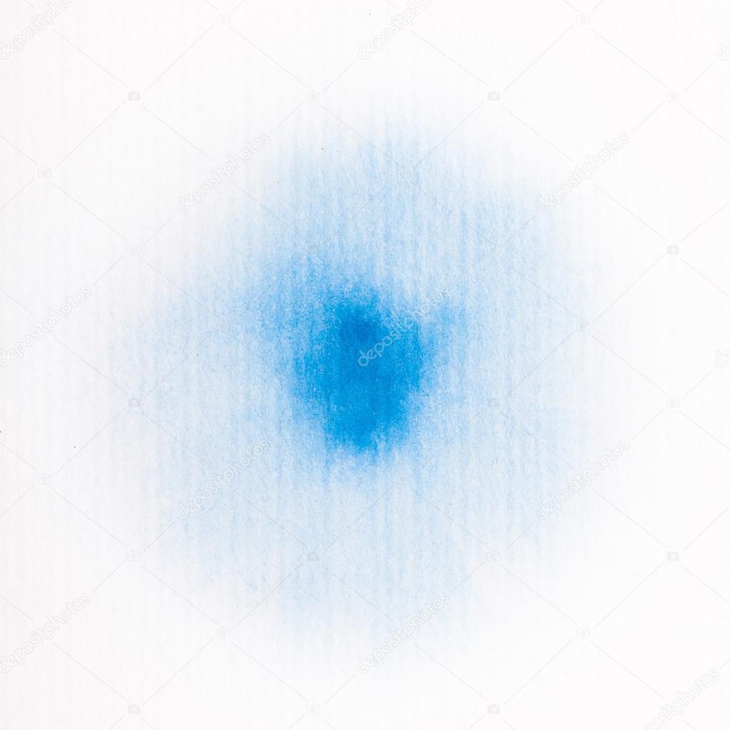 Art watercolor blue circle paint stain with blurred edges isolat