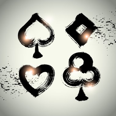 Vektör: poker kart takım elbise simgesi simge seti gayet s ile oynamak