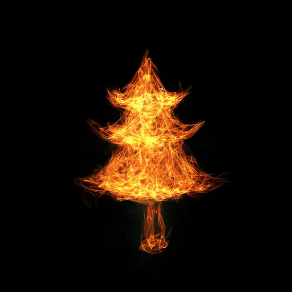 Albero di Natale coperto di fiamme — Foto Stock