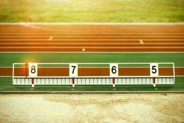 Atletizm uzun atlama kum çukuru işaretleri