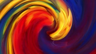 Renkli boyalı üst görüntü yavaş çekimde suda karışıyor. Siyah arka planda suyun altında dönen mürekkep gibi sıvı sanat eserleri. kırmızı mavi sarı soyutlama