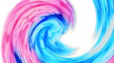 Beyaz zemin üzerinde suyun arka planında pembe ve mavi harmanlanmış mürekkep, güzel girdap şekilleri oluştururken,.