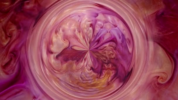 美しいゴールドとピンクの鮮やかな色の流体がアートの背景で渦巻いています。抽象化された美しいシマーの動き — ストック動画