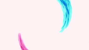 Beyaz zemin üzerinde suyun arka planında pembe ve mavi harmanlanmış mürekkep, güzel girdap şekilleri oluştururken,.