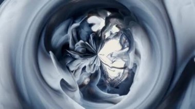 Beyaz ve siyah bulut boyası mürekkebi yavaş çekim sanat arka planında düşer