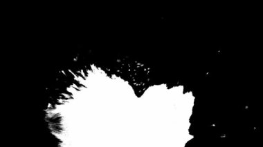 Siyah arka planda beyaz bir mürekkep aşağıdan yukarıya doğru yayılır. Güzel siyah suluboya mürekkep değişimi