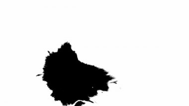 Mürekkep çiçeği. İzole edilmiş beyaz arka planda siyah mürekkep lekeleri. mürekkep damlaları geçişi