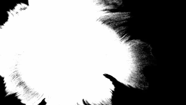 Witte verf verspreidt zich over het midden van de zwarte achtergrond. Mooie zwarte aquarel inkt druppels overgang — Stockvideo