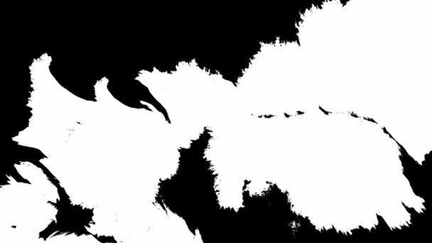 Чернила цветут. белые чернила пятна на изолированном черном фоне. чернильные капли — стоковое видео