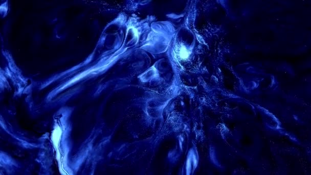 Texture in the style of fluid art. Abstract background with swirling paint effect. Liquid acrylic paint background. Black and blue colors — Stock Video