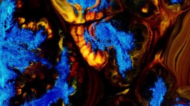 Boyaların kimyasal reaksiyonu. Soyut akrilik renk dalgaları olan yaratıcı ebru arkaplanı. Güzel mermer dokular. El yapımı mermer yüzey.