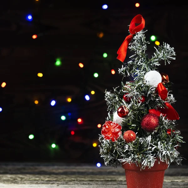 Decorative Christmas Tree Blur Bokeh Background Copyspace — Stock Photo, Image