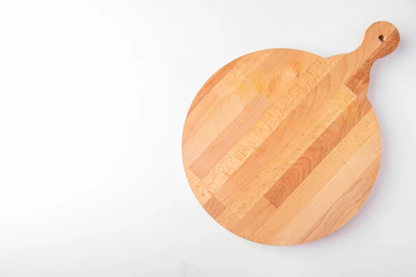 Empty Pizza Board Isolated White Top View — Stock Photo, Image