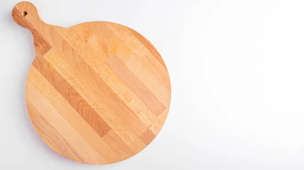 Top View Empty Pizza Boardon White Wooden Pizza Board Copy — Stock Photo, Image