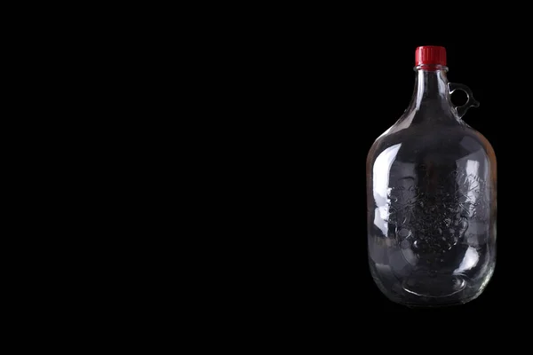 Красивая Бутылка Бокала Вина Черном Текстовое Пространство — стоковое фото