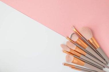 Makyaj fırçaları. Üst görünüm, alanı kopyala