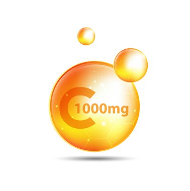 C vitamini altın parlayan hap, kimyasal formüllü, akrep asit. 