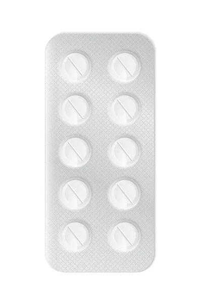 Tabletta Vagy Kapszula Fehér Buborékcsomagolásban — Stock Vector
