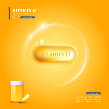 Kimyasal formüllü D vitamini altın parlayan hap, akrep asit.