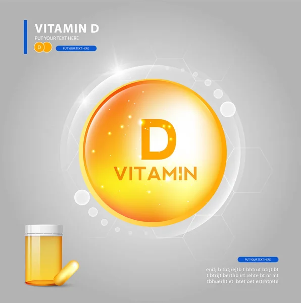 Vitamina Pílula Brilhante Ouro Com Fórmula Química Ácido Ascórbico — Vetor de Stock